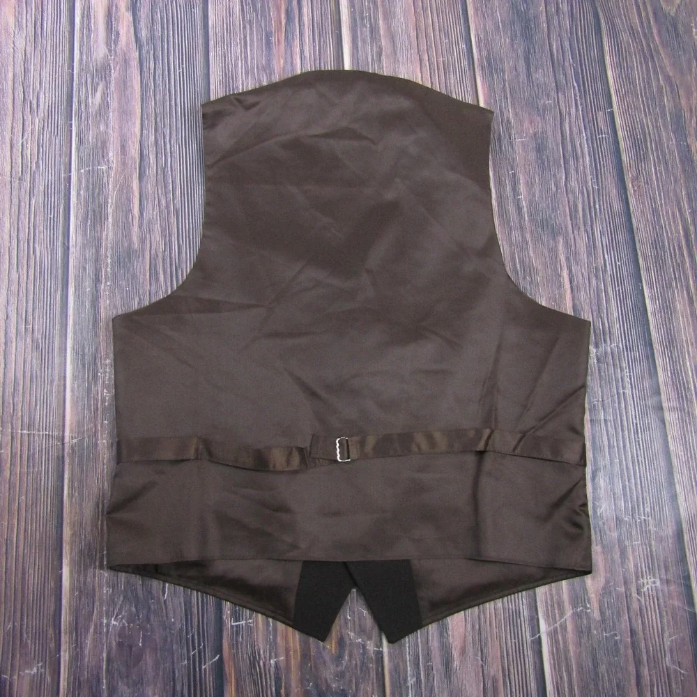 Suit Vest Mens M Black Solid 3 Piece Belted Formal Waistcoat Wedding Business‎